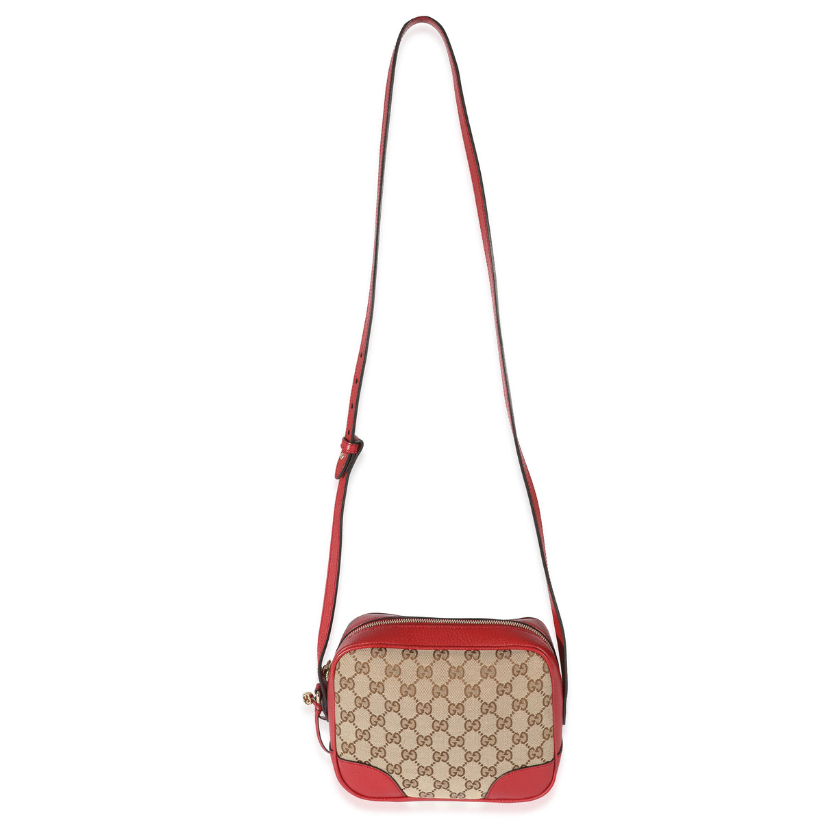 Gucci Red Leather GG Canvas Bree Messenger Bag, myGemma