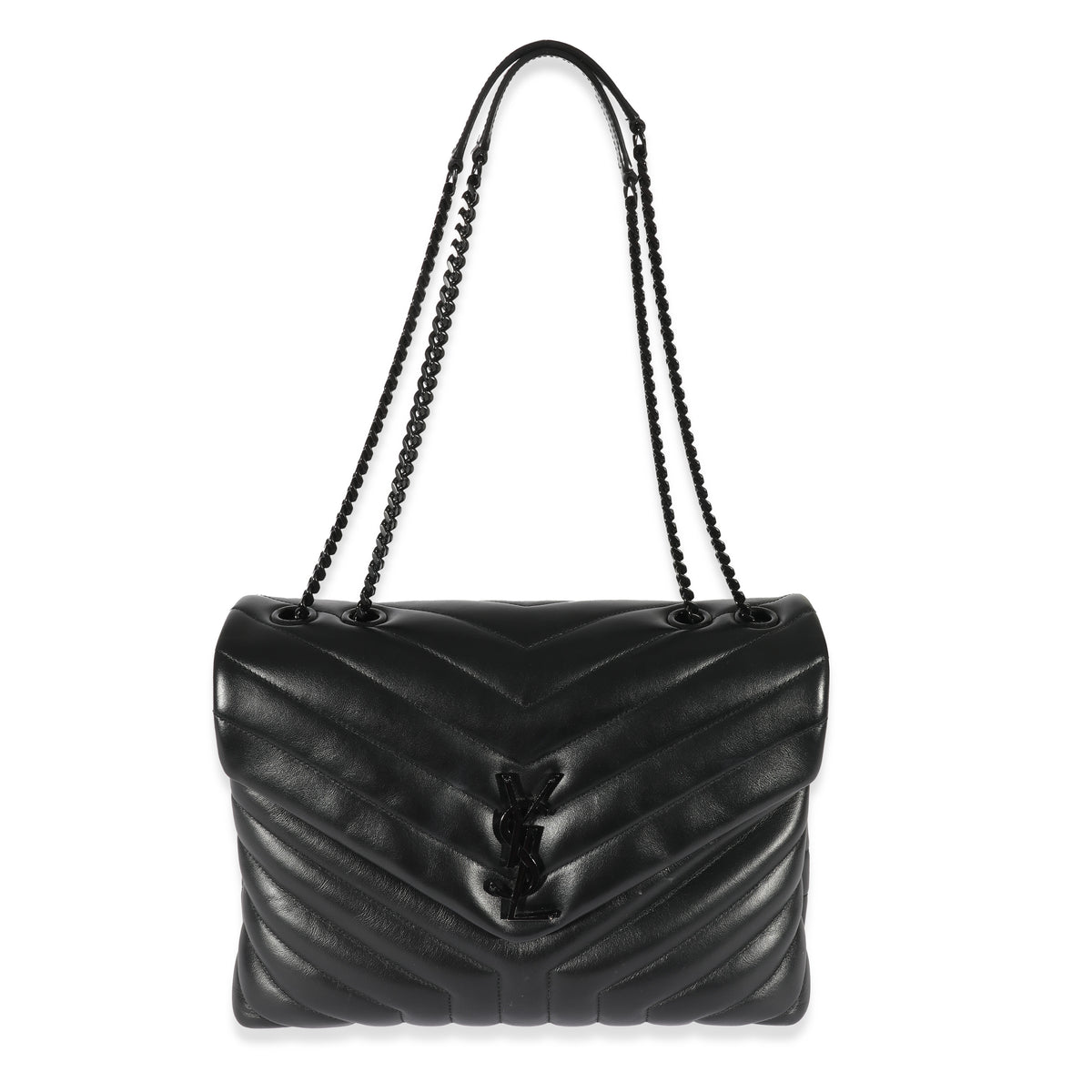 Saint Laurent Black Matelassé Leather Medium Loulou Bag