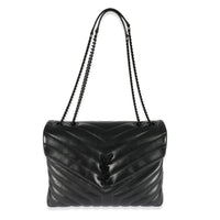 Saint Laurent Black Matelassé Leather Medium Loulou Bag