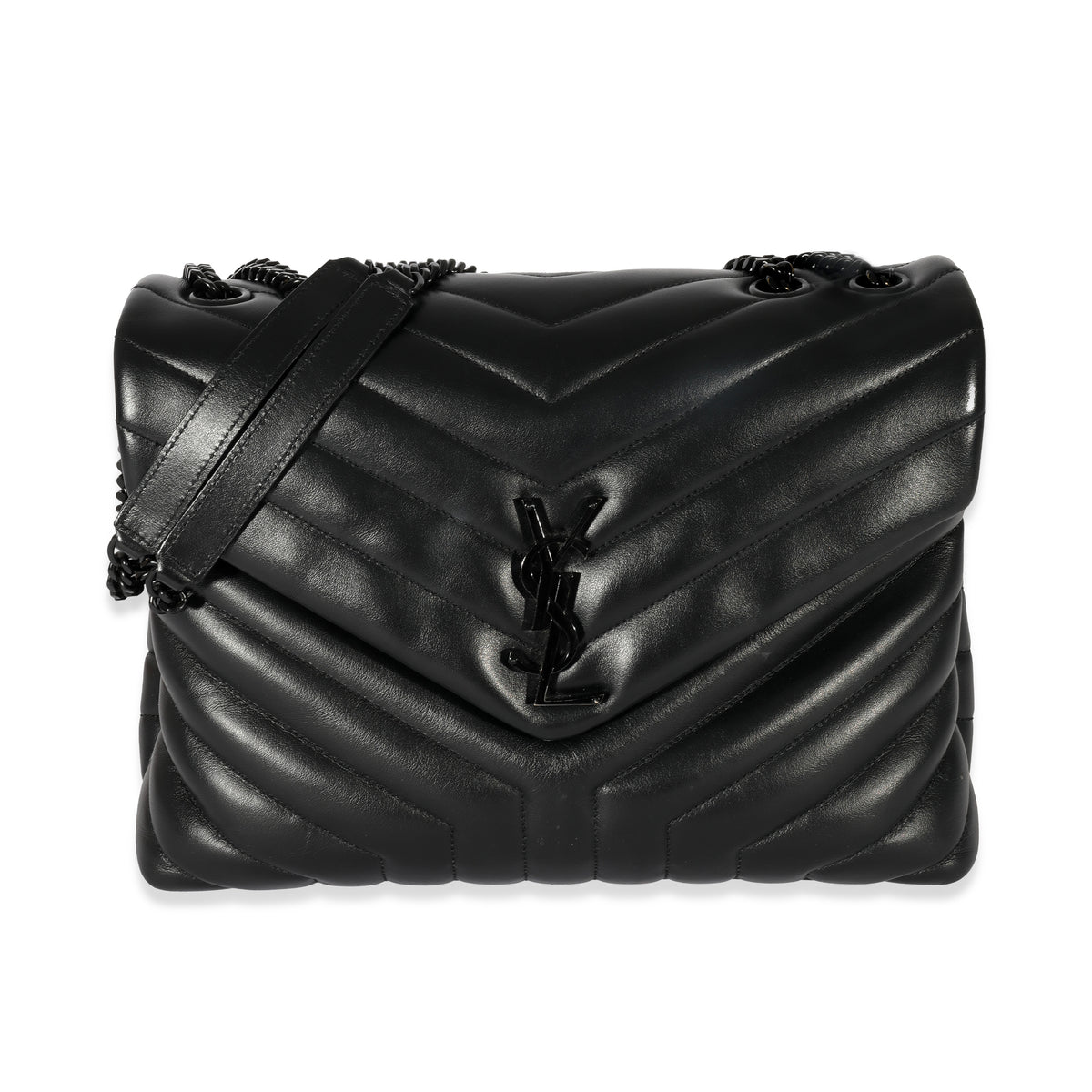 Saint Laurent Black Matelassé Leather Medium Loulou Bag