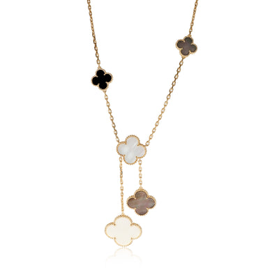 Van Cleef & Arpels Magic Alhambra Mother Of Pearl, & Onyx Necklace in 18k.