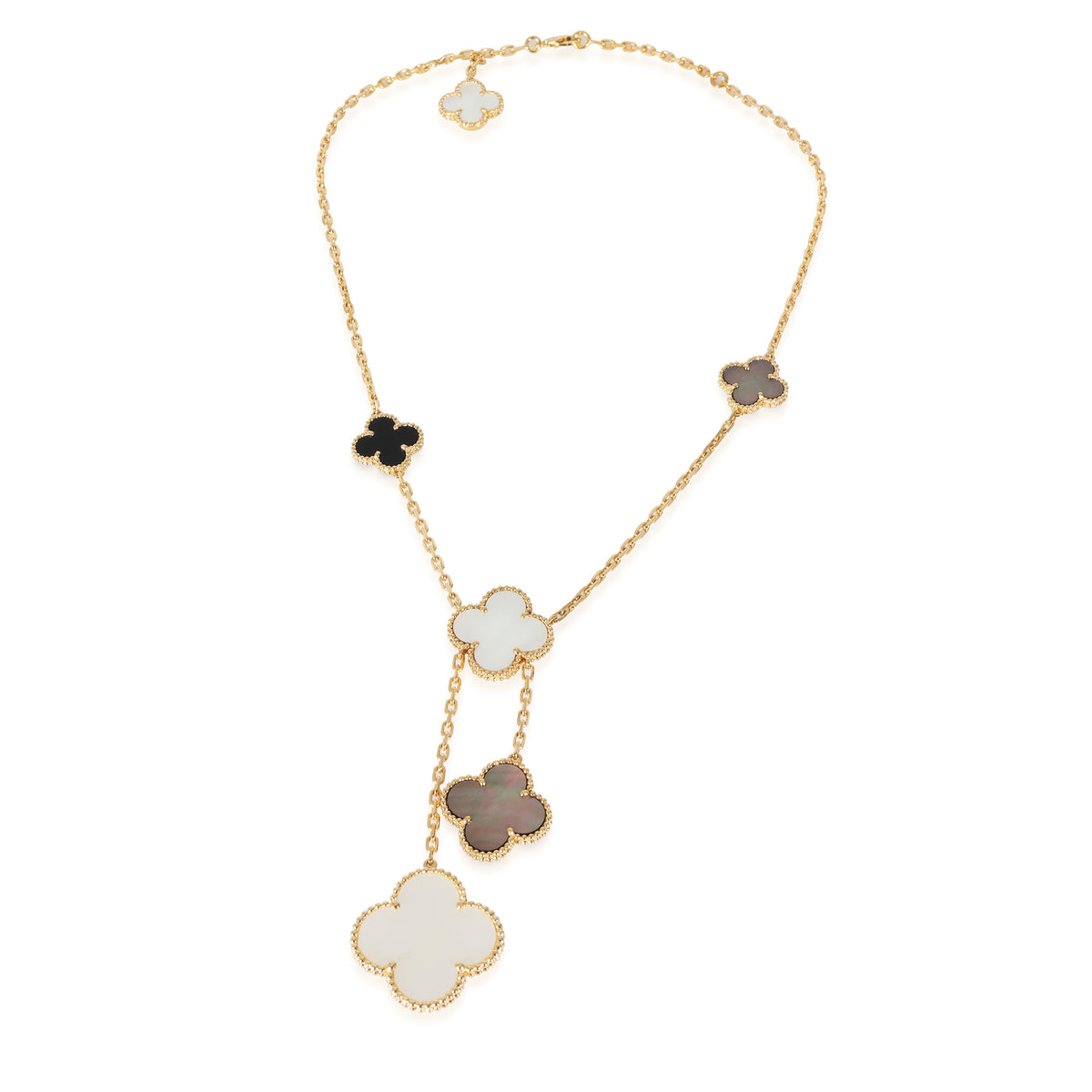 Van Cleef & Arpels Magic Alhambra Mother Of Pearl, & Onyx Necklace in 18k.