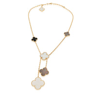 Van Cleef & Arpels Magic Alhambra Mother Of Pearl, & Onyx Necklace in 18k.