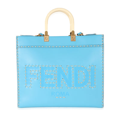 Fendi Blue Leather Medium Sunshine Tote