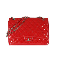 Chanel Red Patent Maxi Single Flap Bag