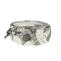 Chanel Black White Lambskin Floral CC Round Clutch With Chain