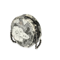 Chanel Black White Lambskin Floral CC Round Clutch With Chain