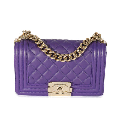 Chanel Purple Lambskin Small Boy Bag