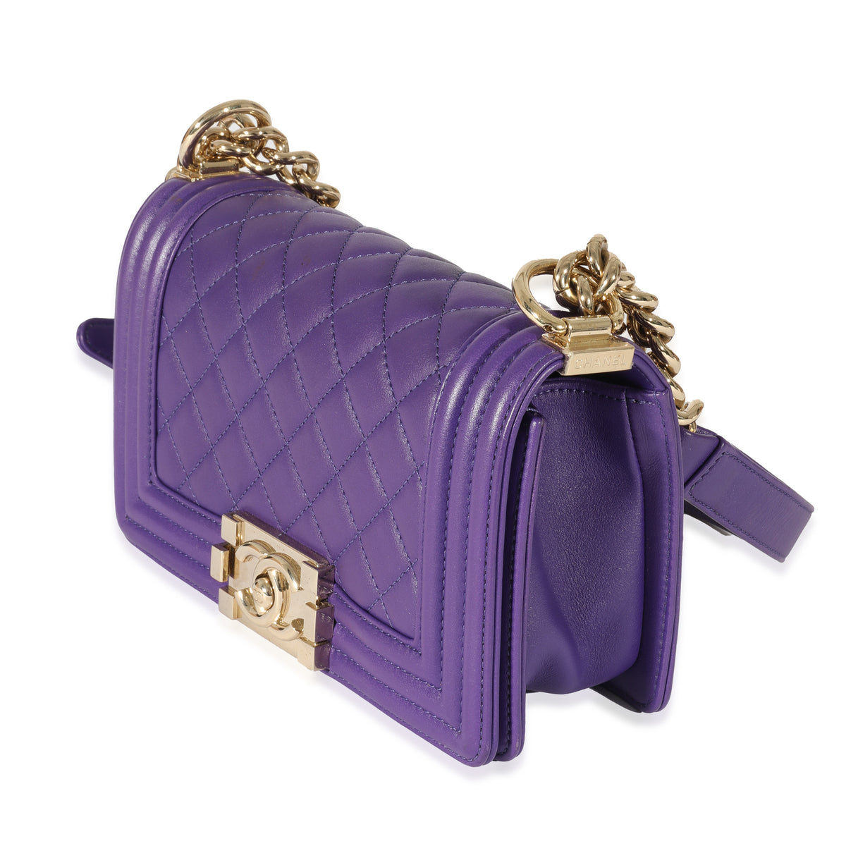 Chanel Purple Lambskin Small Boy Bag