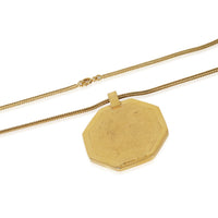 Chanel Vintage Double CC Logo Octagon Pendant on Woven Chain Gold Plated