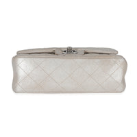 Chanel Silver Metallic Nubuck Rectangular Mini Flap