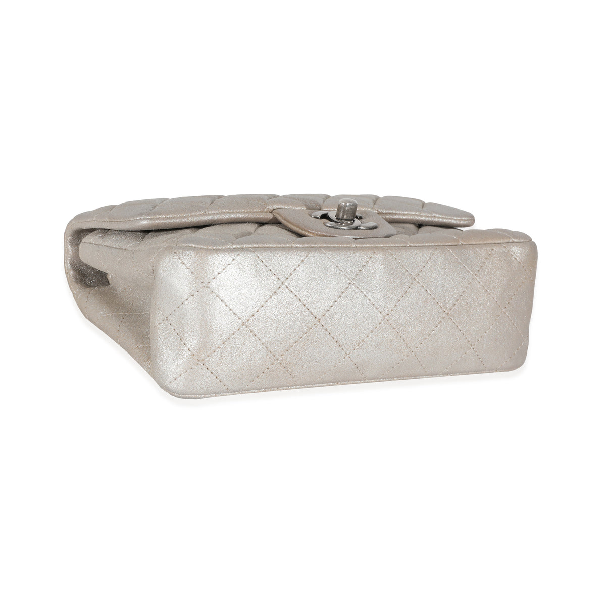 Chanel Silver Metallic Nubuck Rectangular Mini Flap