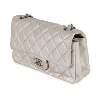 Chanel Silver Metallic Nubuck Rectangular Mini Flap