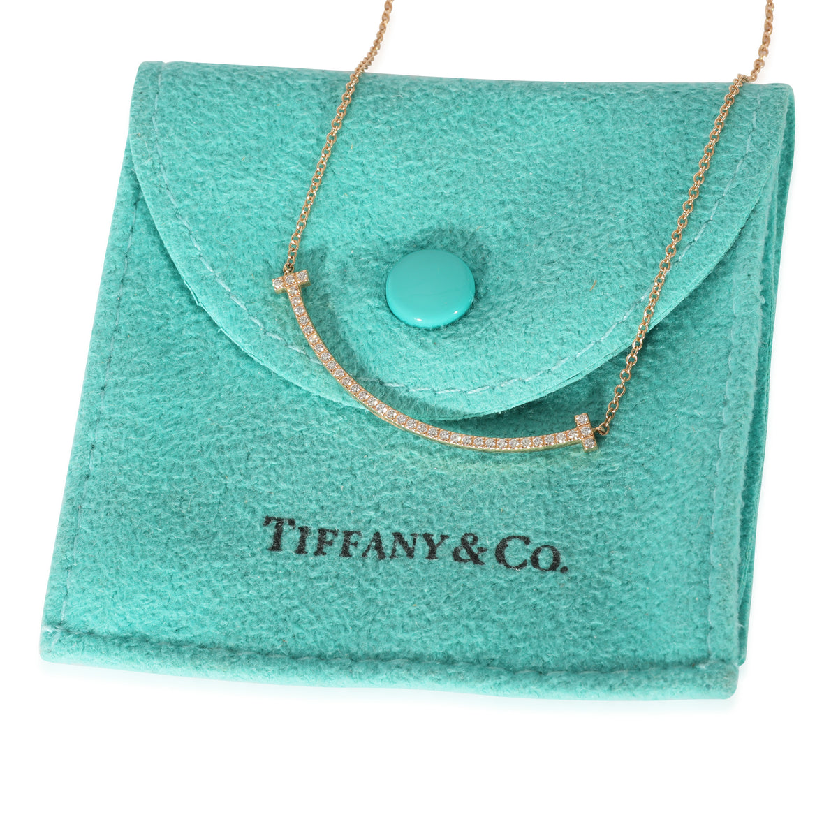 Tiffany & Co. T Smile Pendant with Diamonds in 18k Rose Gold 0.10 CTW