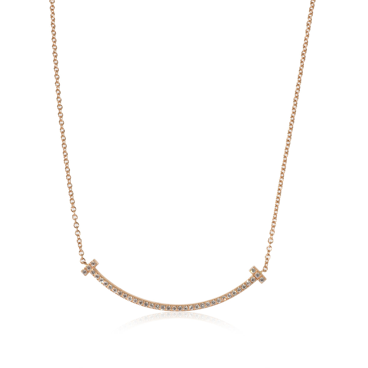 Tiffany T Two Open Vertical Bar Necklace 18K Gold K18 Pink Diamond Ladies  &Co. | Chairish