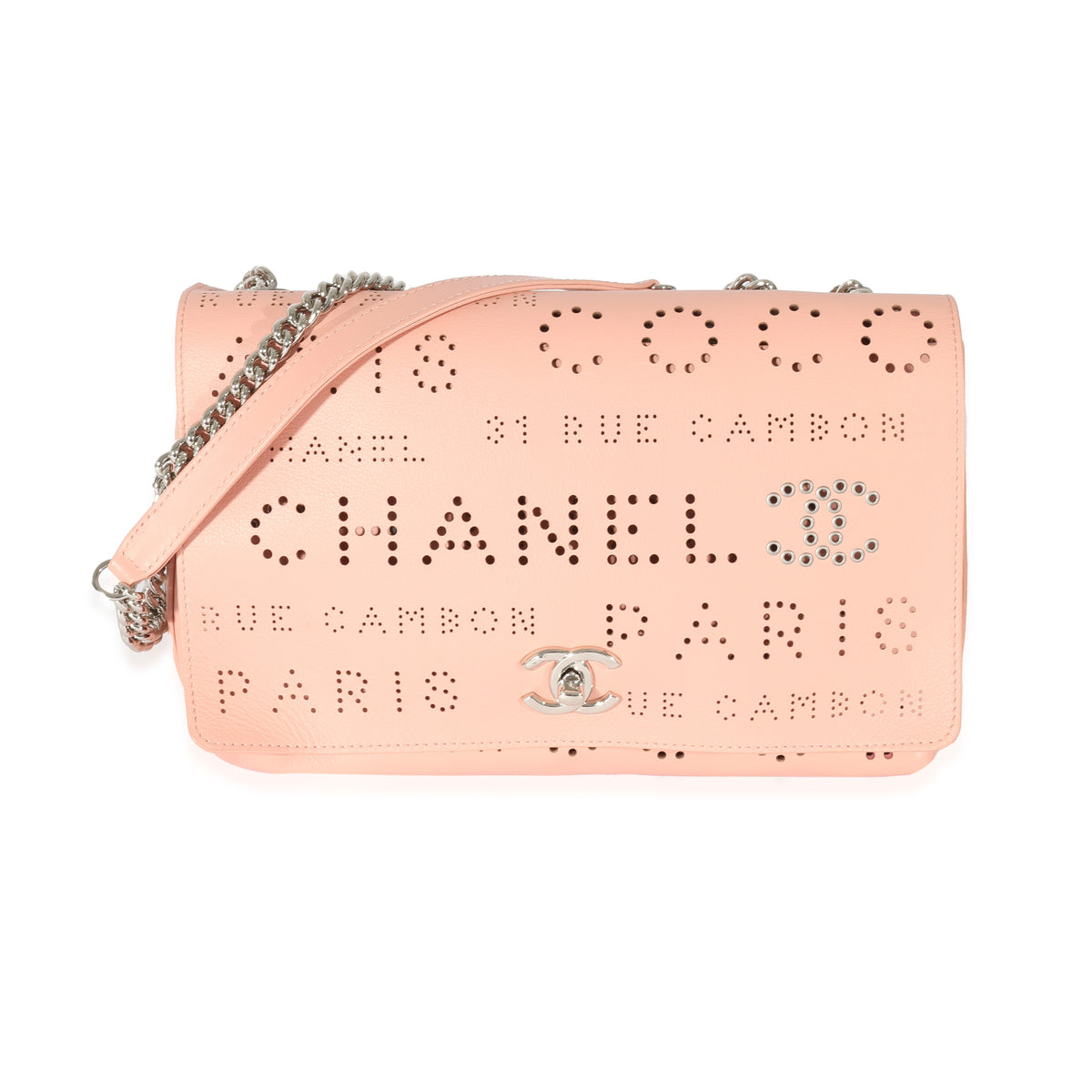 Chanel Pink Calfskin Perforated Logo Eyelets CC Flap Bag, myGemma