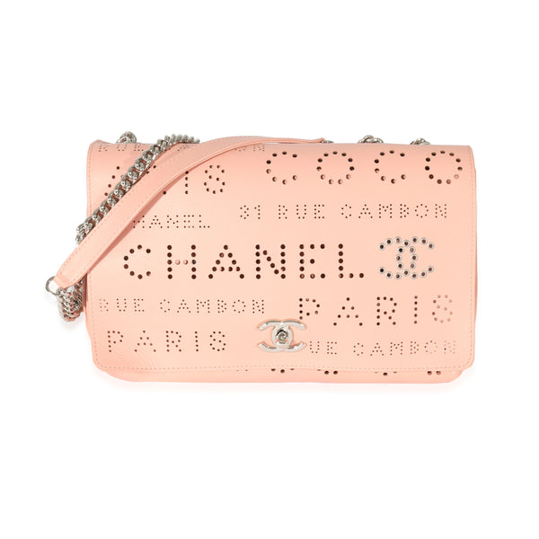 Chanel Pink Calfskin Perforated Logo Eyelets CC Flap Bag | myGemma