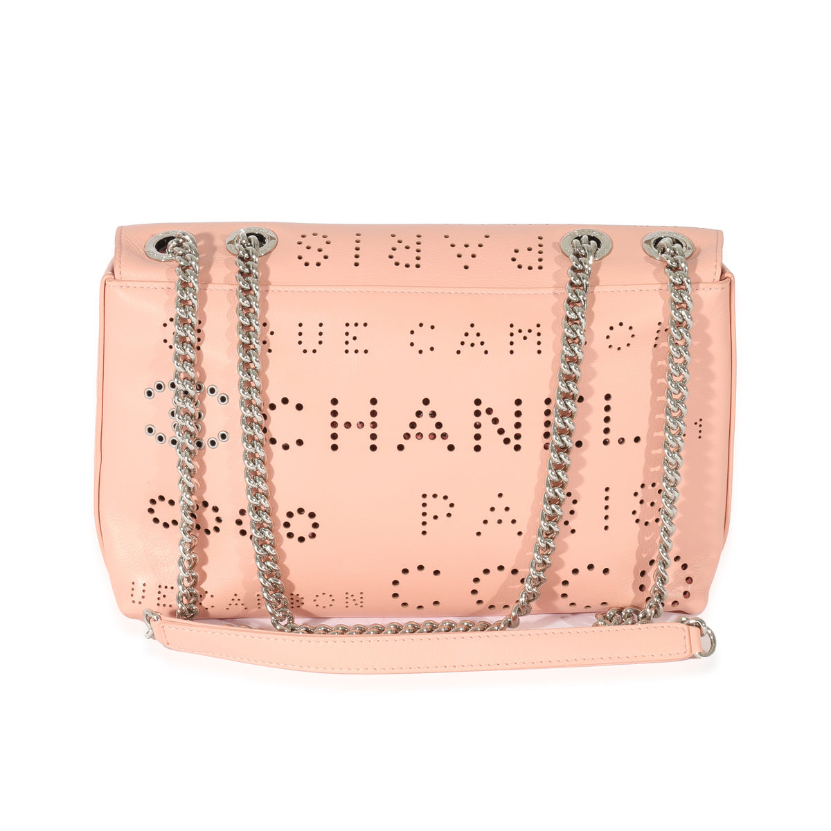 Chanel Pink Calfskin Perforated Logo Eyelets CC Flap Bag