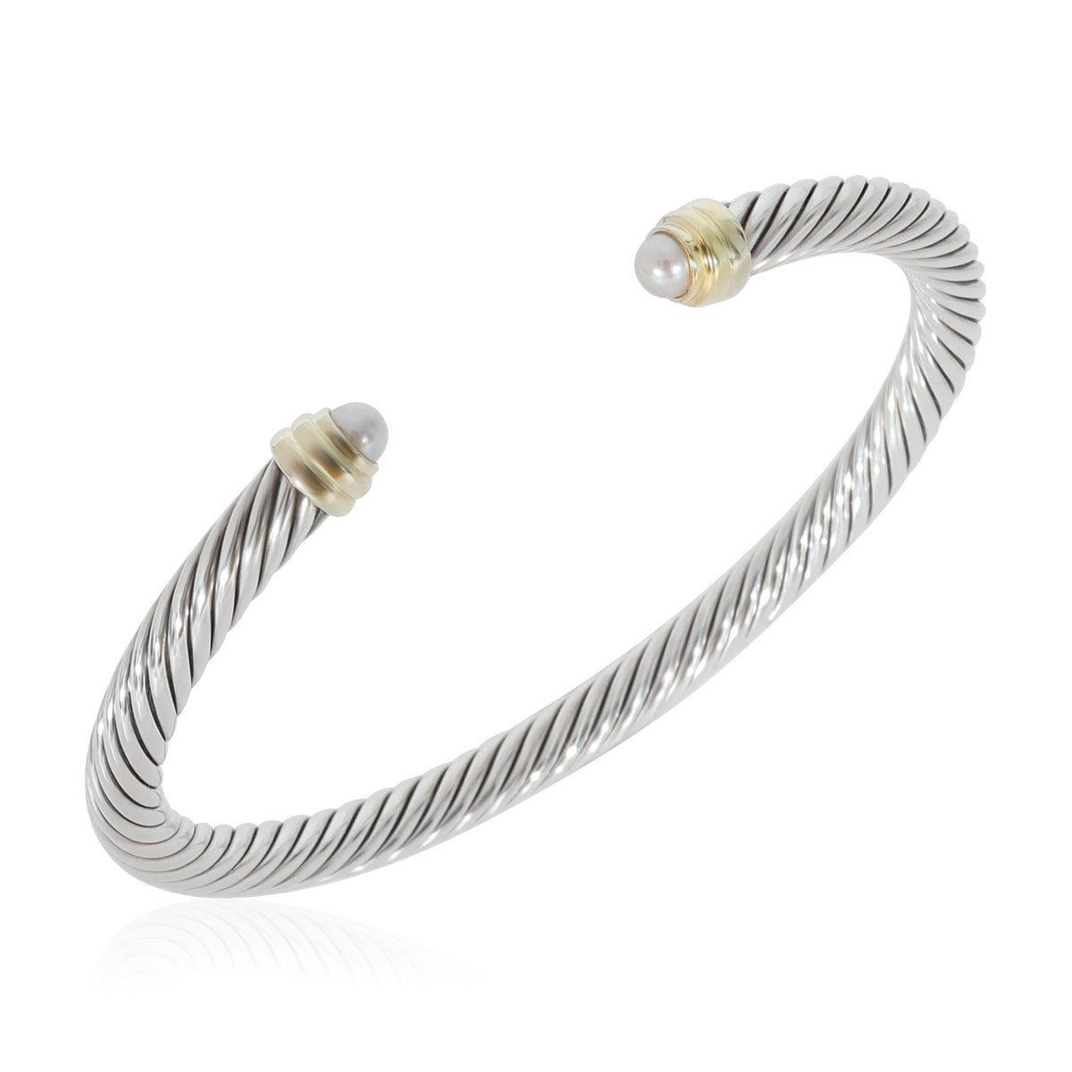 David Yurman Cable Pearl Bangle in 14k Yellow Gold/Sterling Silver