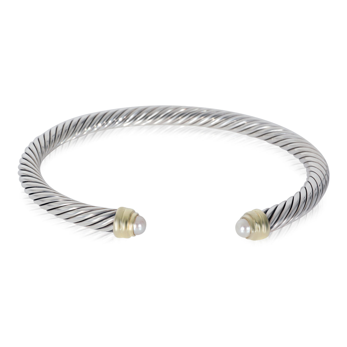 David Yurman Cable Pearl Bangle in 14k Yellow Gold/Sterling Silver