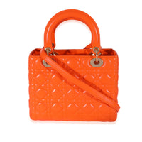 Christian Dior Orange Cannage Lambskin Medium Lady Dior