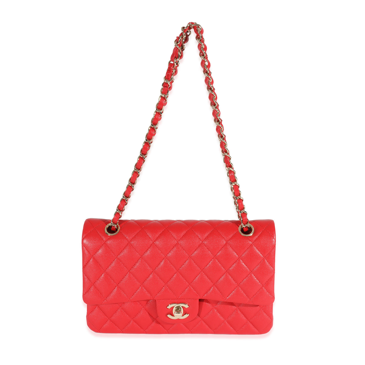 Chanel 21S Red Caviar Medium Classic Flap Bag