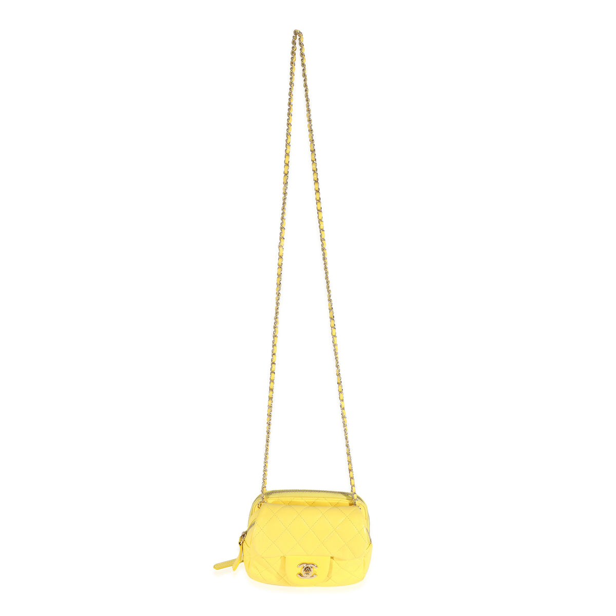 Chanel Yellow Lambskin Mini Flap Wallet On Chain