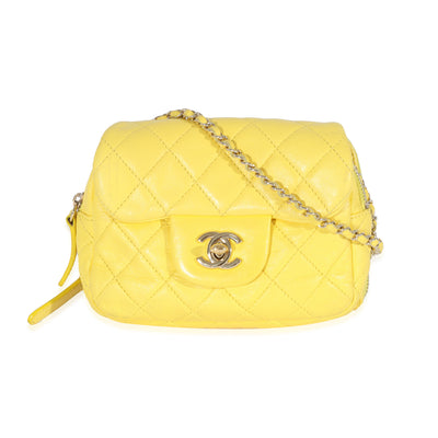 Chanel Yellow Lambskin Mini Flap Wallet On Chain