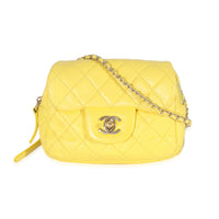 Chanel Yellow Lambskin Mini Flap Wallet On Chain