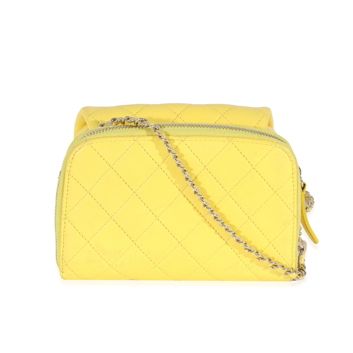 Chanel Yellow Lambskin Mini Flap Wallet On Chain