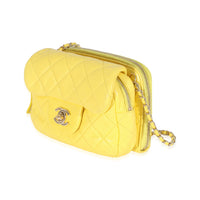 Chanel Yellow Lambskin Mini Flap Wallet On Chain