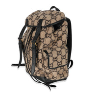 Gucci Beige Black Wool GG Double Pocket Buckle Backpack