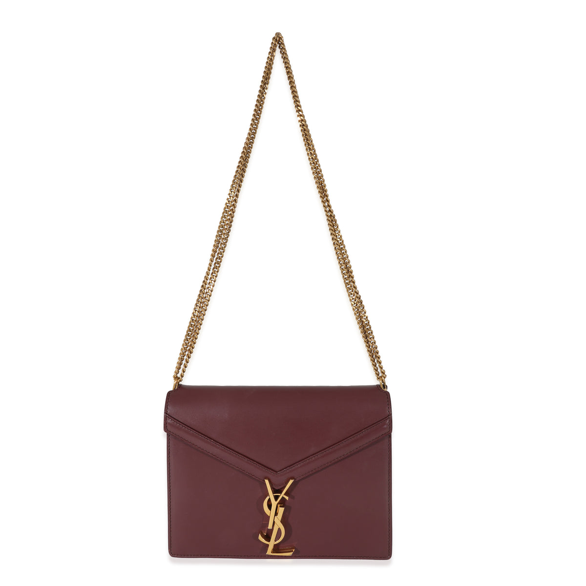 Saint Laurent Burgundy Leather Cassandra Monogram Clasp Bag myGemma Item 130074