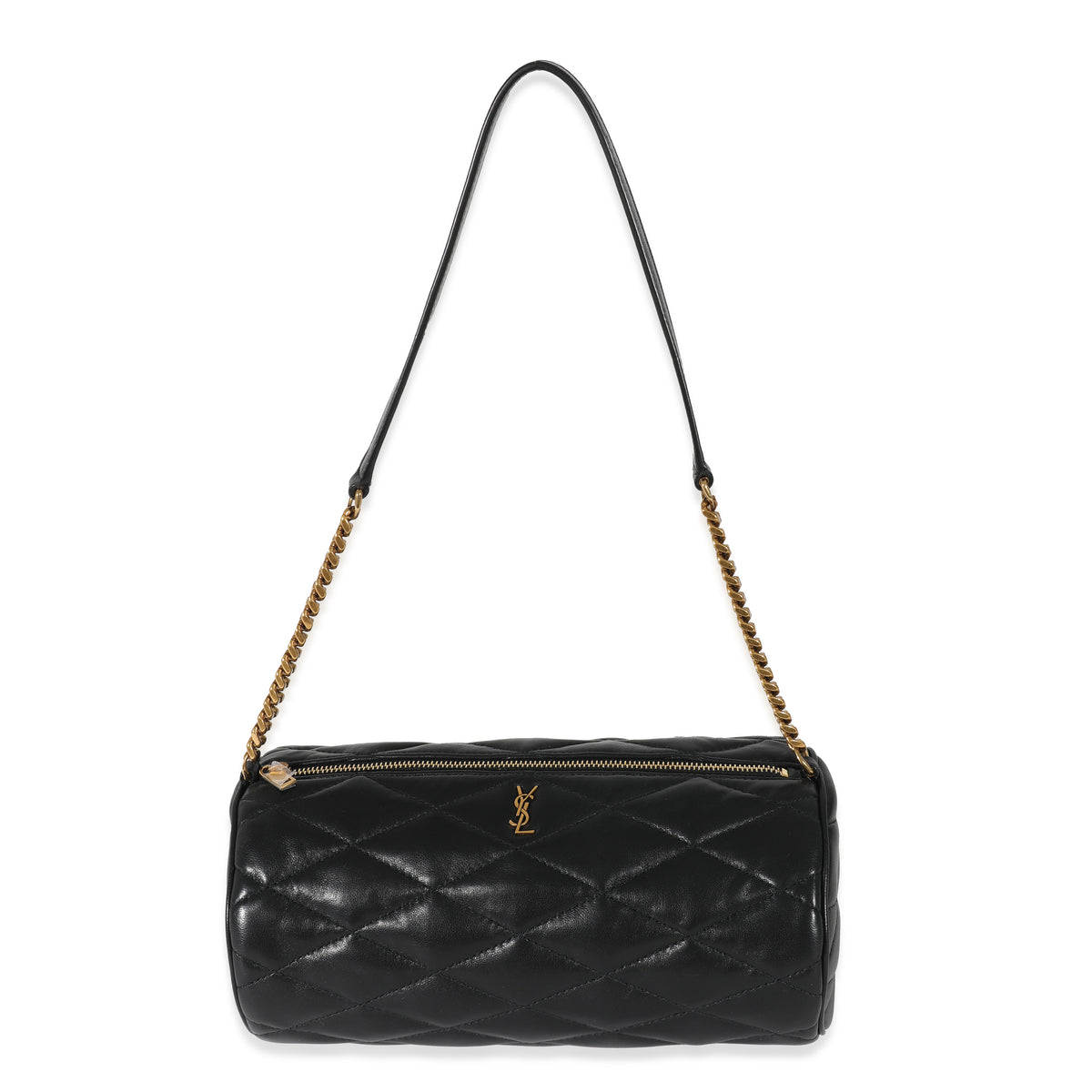 Saint Laurent - Sade Black Quilted Patent Leather Tube Bag