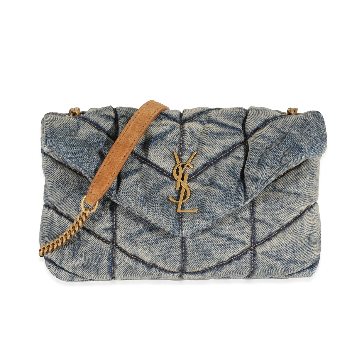 Saint Laurent Blue Denim Toy Loulou Puffer Bag, myGemma