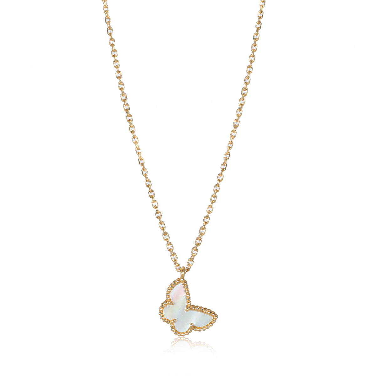 Van Cleef & Arpels Sweet Alhambra Butterfly Mother Of Pearl Necklace in 18k Gold