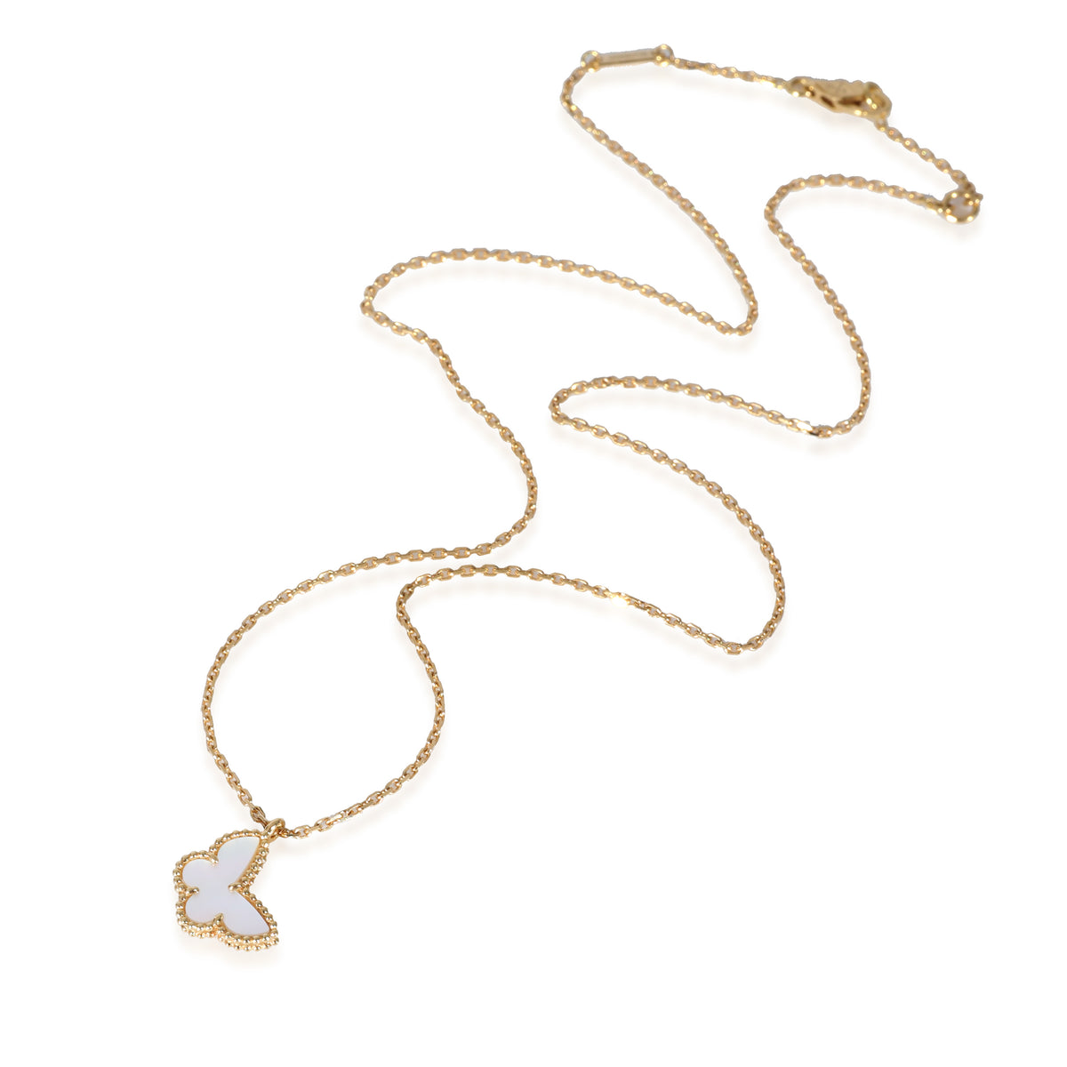 Van Cleef & Arpels Sweet Alhambra Butterfly Mother Of Pearl Necklace in 18k Gold