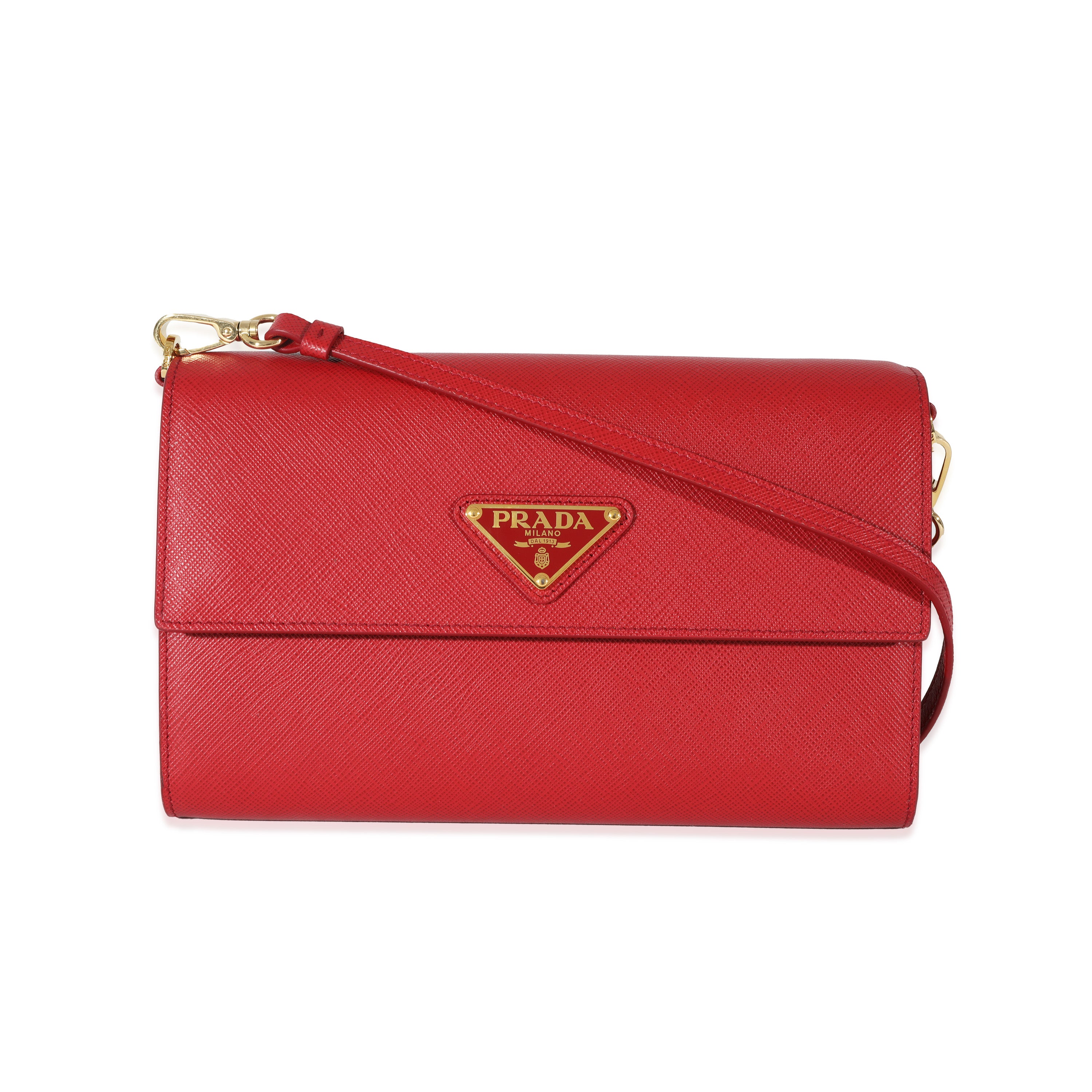 Prada orders Long Wallet Saffiano Red/Orange on Chain