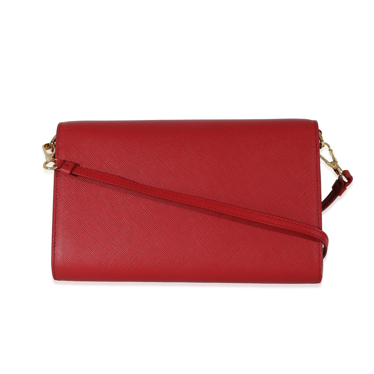 Prada Red Saffiano Wallet With Strap