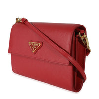 Prada Red Saffiano Wallet With Strap