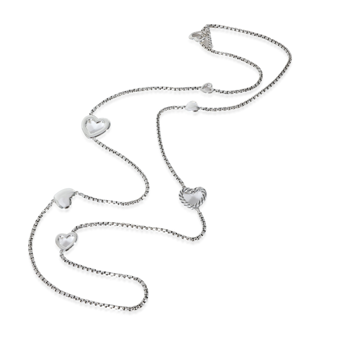 David Yurman Heart Lariat Necklace in  Sterling Silver