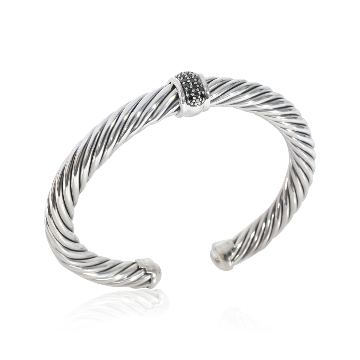 David Yurman Cable Classic Black Diamond Bracelet in  Sterling Silver 0.25 CTW