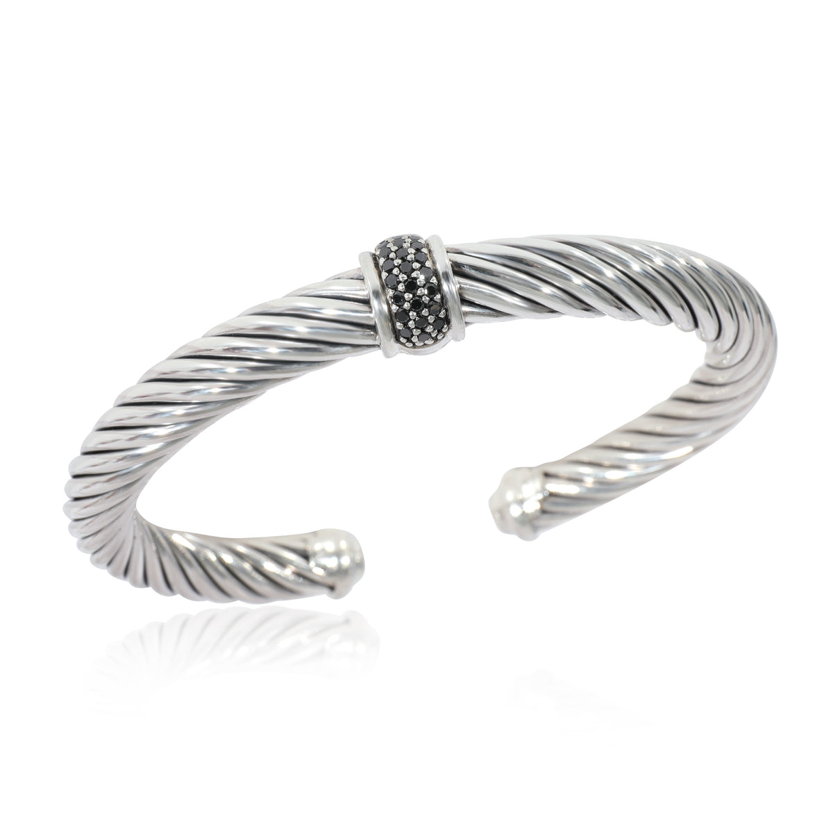 David Yurman Cable Classic Black Diamond Bracelet in  Sterling Silver 0.25 CTW