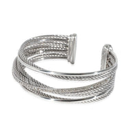 David Yurman Crossover Diamond Cuff in 14k White Gold/Sterling Silver 0.65 CTW