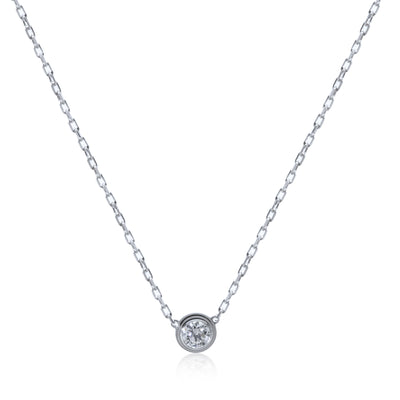 Cartier D Amour Diamond Solitaire Necklace in 18k White Gold 0.18 CTW