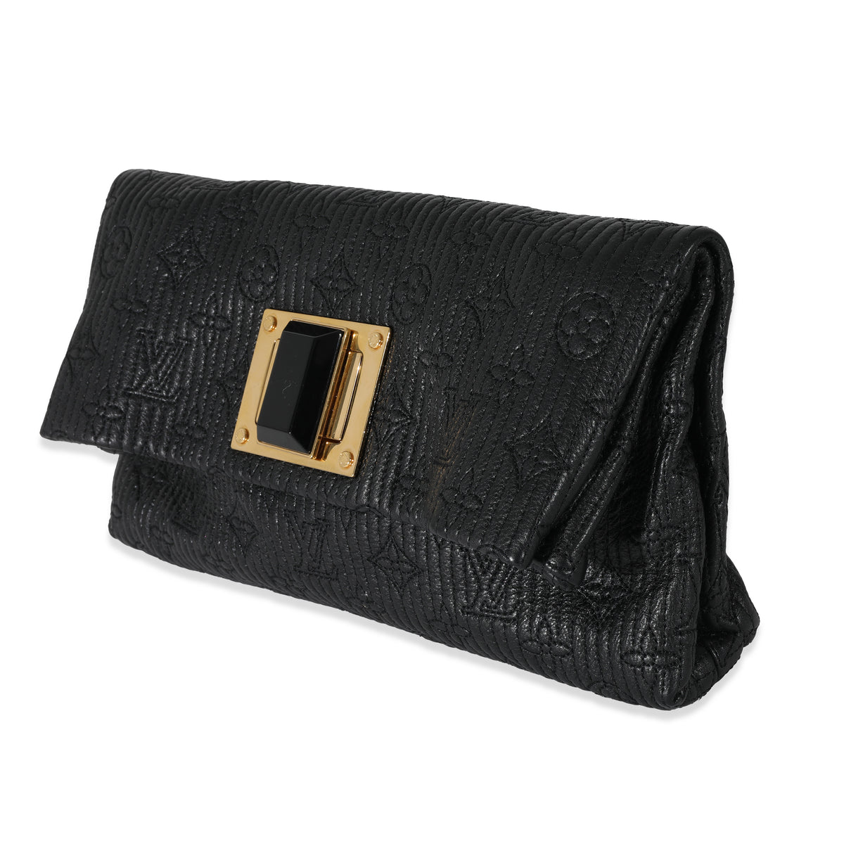 Louis Vuitton Black Leather Monogram Embroidered Limelight Altair Clutch