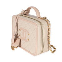 Chanel Beige Quilted Caviar Medium Filigree Vanity Case