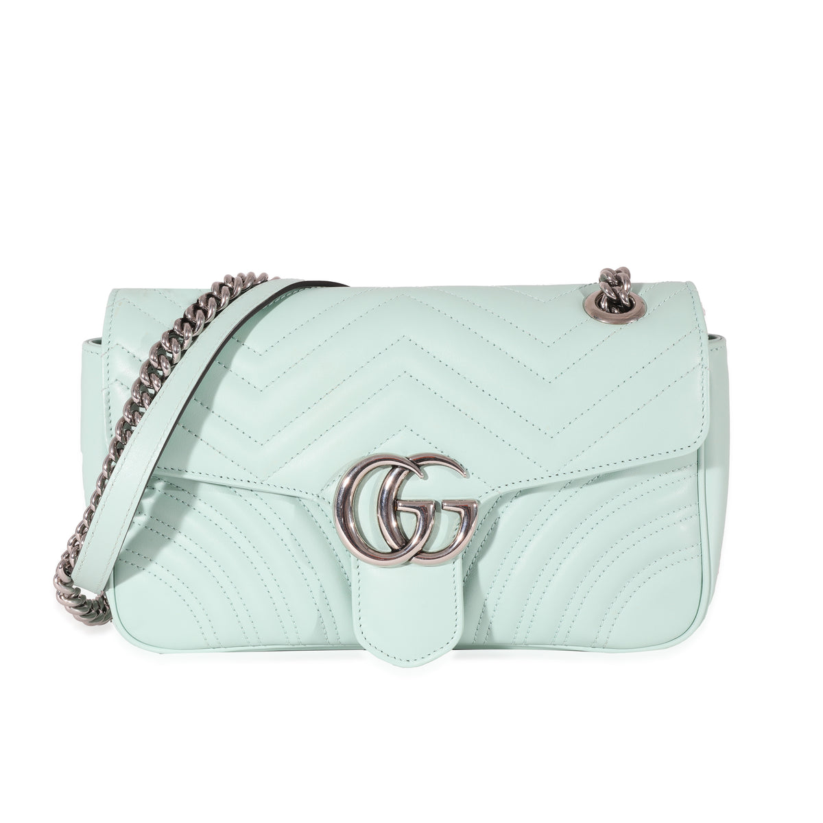 Gucci Water Green Leather Matelassé GG Small Marmont