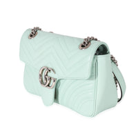 Gucci Water Green Leather Matelassé GG Small Marmont