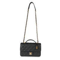 Chanel Black Caviar 22K Top Handle Flap